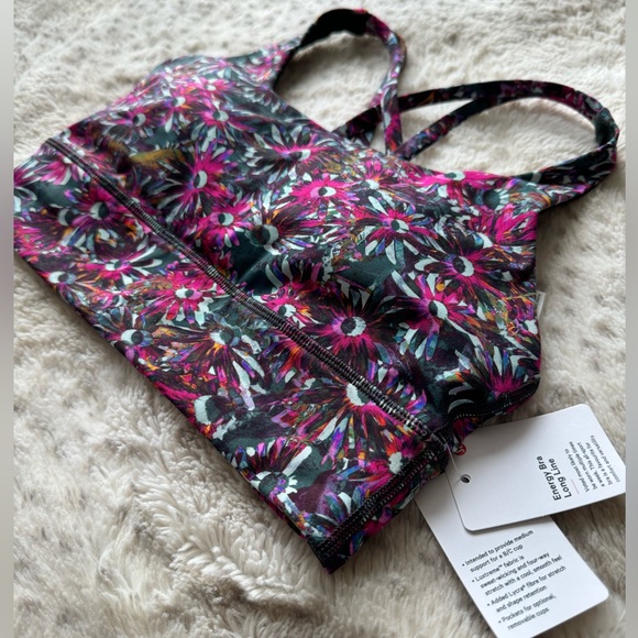 NWT Lululemon Long Line Medium Support Floral Sports Bra Size 4 - Picture 1 of 5